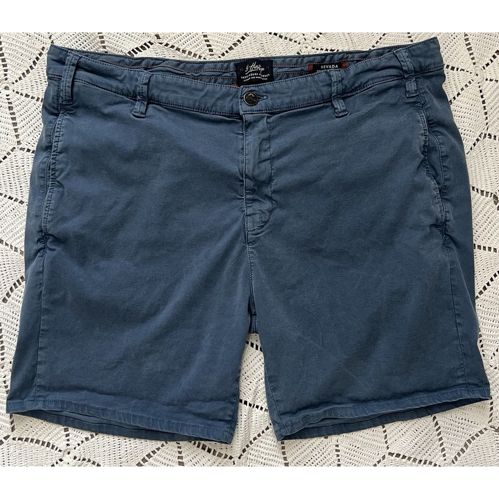 34 Heritage Men's‎ Nevada Tencel Cotton Blend Chino Shorts Blue Size 40 Luxury